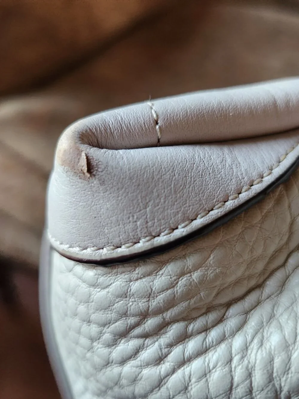 Coach pebble leather large Bleecker Preston satchel Beige Buffalo no strap